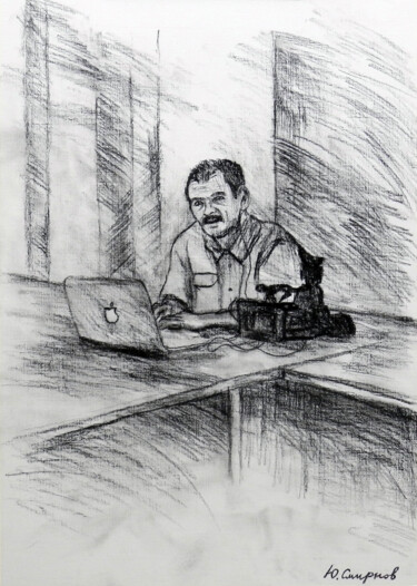 Dibujo titulada "Cameraman" por Yury Smirnov, Obra de arte original, Carbón