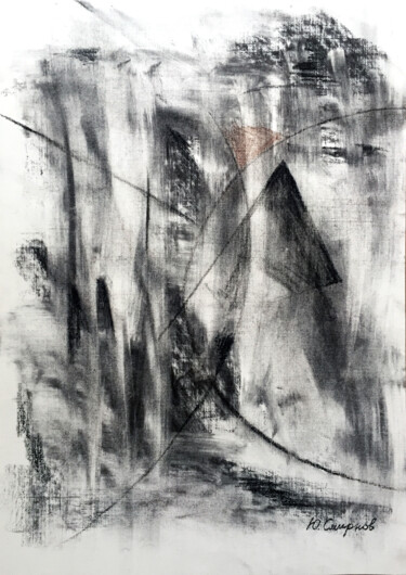 Drawing titled "Number 1" by Yury Smirnov, Original Artwork, Charcoal