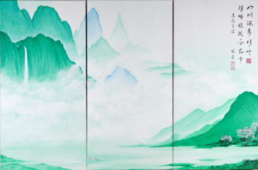 Painting titled "Landscapes" by Yuxiang Liu, Original Artwork, Acrylic