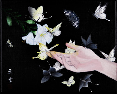 Peinture intitulée "La danse des papill…" par Yuxiang Liu, Œuvre d'art originale, Acrylique