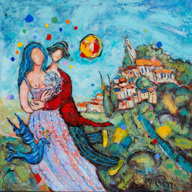 Pittura intitolato "Notre voyage à Eze" da Yvan Philmer, Opera d'arte originale, Acrilico
