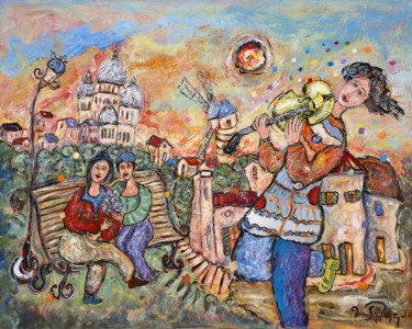 Pittura intitolato "Les amants de montm…" da Yvan Philmer, Opera d'arte originale, Acrilico