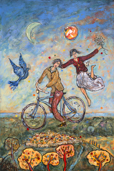 Картина под названием "Le voyage à Saint-P…" - Yvan Philmer, Подлинное произведение искусства, Акрил