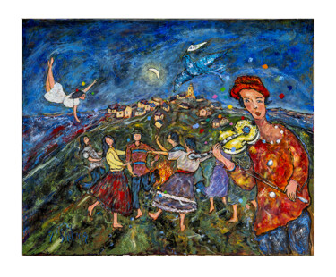 Pintura intitulada "La nuit de la Saint…" por Yvan Philmer, Obras de arte originais, Óleo