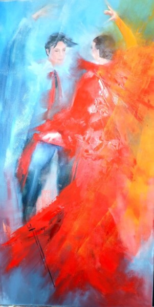绘画 标题为“Duo Flameco” 由Yveline Javer, 原创艺术品, 油