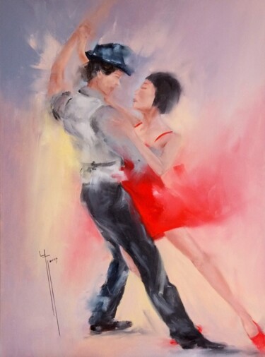 Malarstwo zatytułowany „Tango” autorstwa Yveline Javer, Oryginalna praca, Olej
