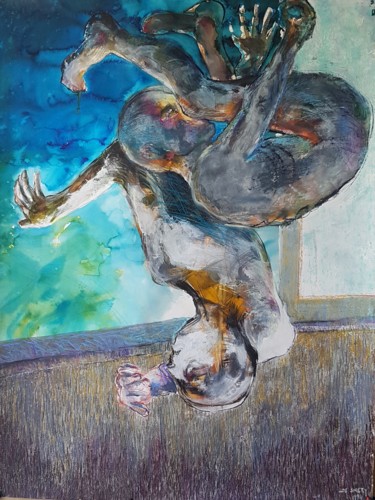 Pittura intitolato "Le saut loin au-des…" da Yves De Smet, Opera d'arte originale, Pastello