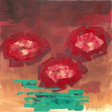 Painting titled "Trois grosses fleur…" by Yves Frémin, Original Artwork