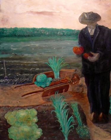Peinture intitulée "La récolte" par Yves Le Mauff, Œuvre d'art originale, Huile