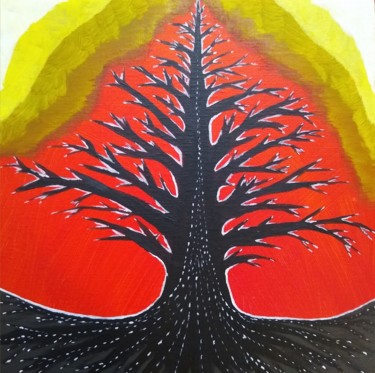 Painting titled "Arbre psychique" by Yves Mascart, Original Artwork, Acrylic Mounted on Wood Stretcher frame