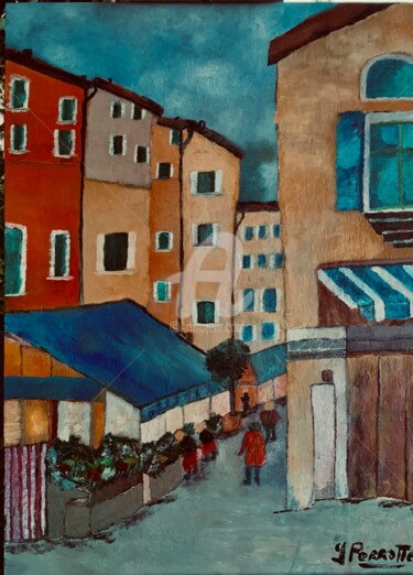 Painting titled "La ruelle des petit…" by Yves Perrotte, Original Artwork, Oil