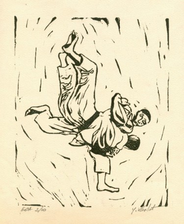 Incisioni, stampe intitolato "JUDO" da Yves Varlet, Opera d'arte originale, Incisioni su linoleum