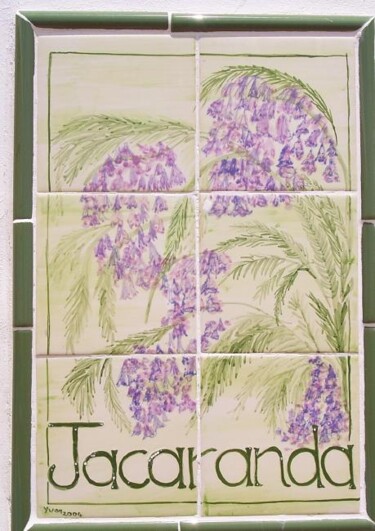 Pittura intitolato "Panel of blossom on…" da Yvonne Palmer, Opera d'arte originale