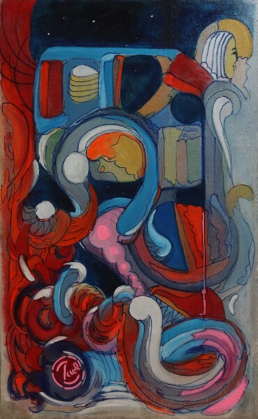 Malerei mit dem Titel "Près d'Orion" von Zael Arbaca, Original-Kunstwerk, Acryl