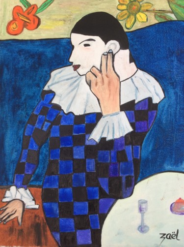 Painting titled "ARLEQUIN" by Zaël, Original Artwork