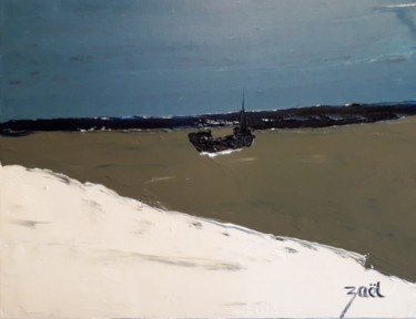 Pintura intitulada "BOAT ON THE SEA" por Zaël, Obras de arte originais, Óleo