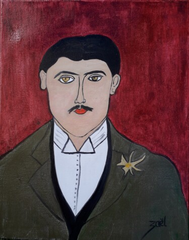 Painting titled "MARCEL PROUST CENTE…" by Zaël, Original Artwork, Oil Mounted on Wood Stretcher frame