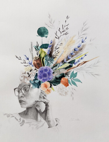 Painting titled "Les lunettes" by Elsa Ducourret (Zaelle), Original Artwork, Watercolor