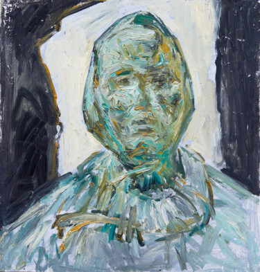 Schilderij getiteld "Green Portrait" door Zakhar Shevchuk, Origineel Kunstwerk, Olie