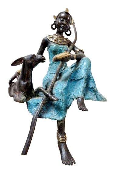 Escultura titulada "La bergère et sa br…" por Zako, Obra de arte original, Bronce