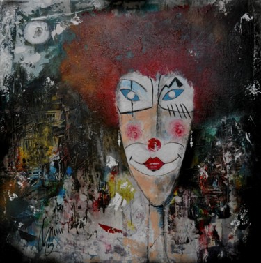 Schilderij getiteld "Clown" door Antonio Zamariola, Origineel Kunstwerk, Acryl