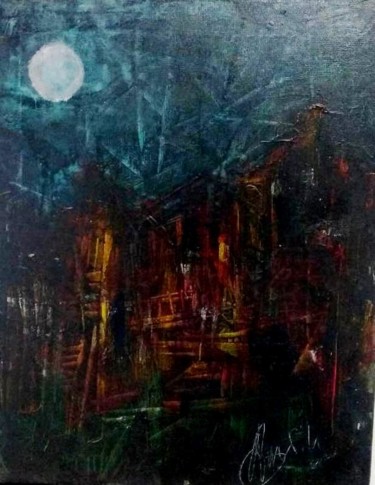 Картина под названием "La cabane au fond d…" - Antonio Zamariola, Подлинное произведение искусства, Акрил