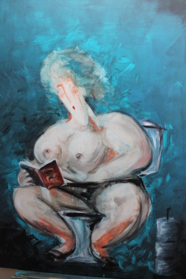 Peinture intitulée "Femme lisant "500 n…" par Antonio Zamariola, Œuvre d'art originale, Acrylique