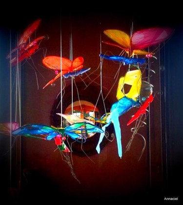 Sculpture intitulée "Papillons installat…" par Zampo, Œuvre d'art originale, Plastique