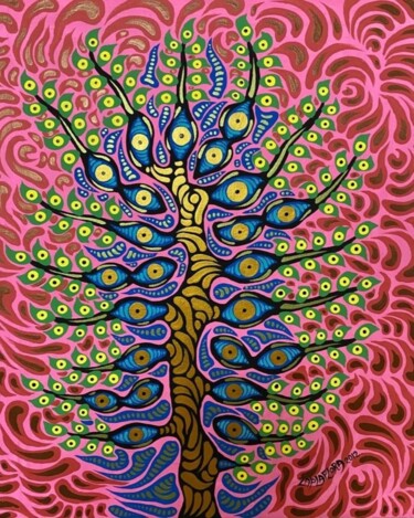 Картина под названием "The Tree of Life II…" - Zaplaflora, Подлинное произведение искусства, Акрил