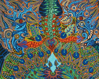 Картина под названием "Pollination in the…" - Zaplaflora, Подлинное произведение искусства, Акрил