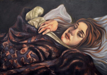 Painting titled "Mira" by Zapta, Original Artwork, Oil Mounted on Wood Stretcher frame