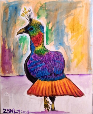 Painting titled "Himalayan Monai" by Zen Lucero, Original Artwork, Watercolor Mounted on Wood Stretcher frame