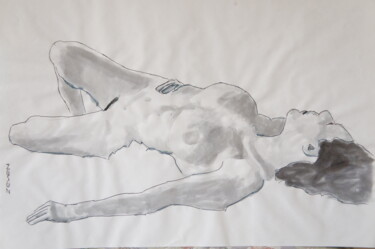 Tekening getiteld "nudo di donna supino" door Zeven, Origineel Kunstwerk, Inkt