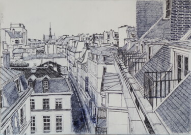 Drawing titled "étude des toits d'u…" by Zeven, Original Artwork, Marker