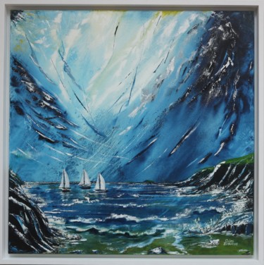 Painting titled "Yachts in the Bay" by Galina Zimmatore, Original Artwork, Oil