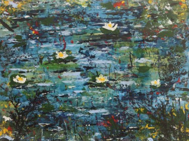 Malerei mit dem Titel "Water Lilies" von Galina Zimmatore, Original-Kunstwerk, Acryl