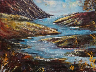 Painting titled "Where the river mee…" by Galina Zimmatore, Original Artwork, Acrylic