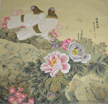 Pintura intitulada "The calm of the ric…" por Huizhen Zhang Zhang Hui Zhen, Obras de arte originais, Pigmentos