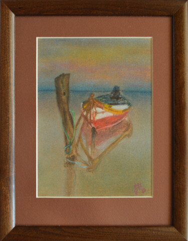 Painting titled "Boat. Silence" by Zhanna Fedosova, Original Artwork, Pastel