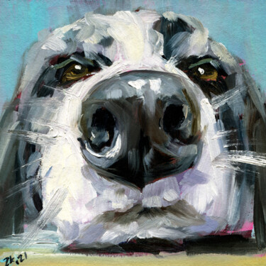 Schilderij getiteld "Dog Nose Painting M…" door Zhanna Kan, Origineel Kunstwerk, Olie