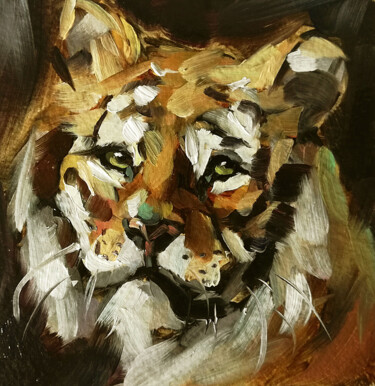 Painting titled "Tiger Painting Wild…" by Zhanna Kan, Original Artwork, Oil