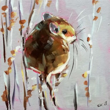 Pintura titulada "Mouse Painting Pein…" por Zhanna Kan, Obra de arte original, Oleo
