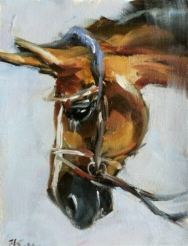 Pintura titulada "Horse Painting Anim…" por Zhanna Kan, Obra de arte original, Oleo