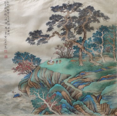 绘画 标题为“Pine wind blows off…” 由Yimeng Zhao 赵一蒙, 原创艺术品, 颜料