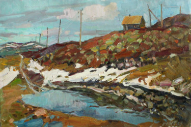 Painting titled "Spring in the Tundra" by Juliya Zhukova, Original Artwork, Oil