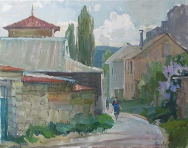 Painting titled "Evening in Starosele" by Juliya Zhukova, Original Artwork, Oil