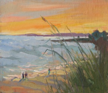 Pintura titulada "Evening on the sea" por Juliya Zhukova, Obra de arte original, Oleo