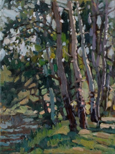 Schilderij getiteld "In the woods" door Juliya Zhukova, Origineel Kunstwerk, Olie