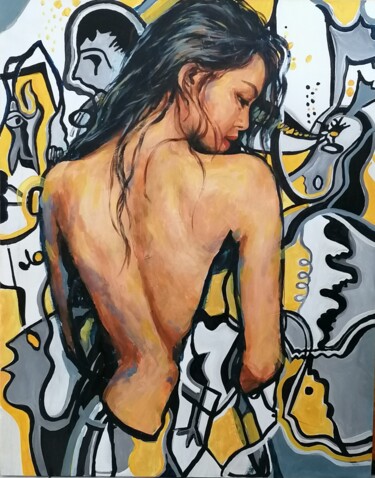 Painting titled "Serie de la mode N°1" by Yan Zhu, Original Artwork, Acrylic