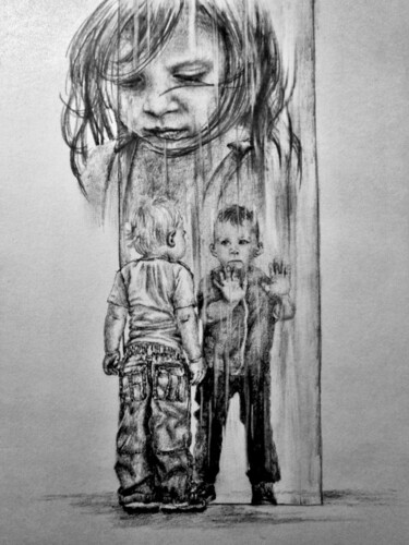 Рисунок под названием "Ссора братьев" - Евгений Зиберт, Подлинное произведение искусства, Карандаш Установлен на картон